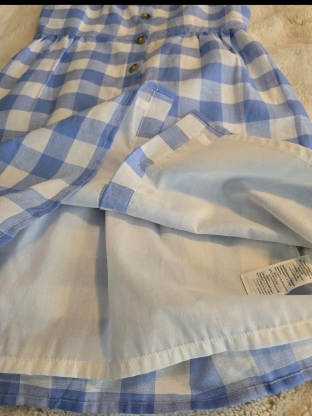 J.Crew Gingham Button Front Linen Cotton Sundress Blue White 4 - Picture 9 of 10